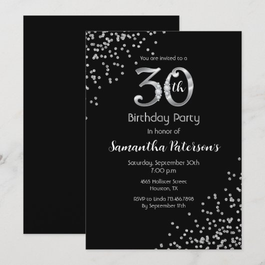 30e uitnodiging van de Birthday Party (Voorkant / Achterkant)