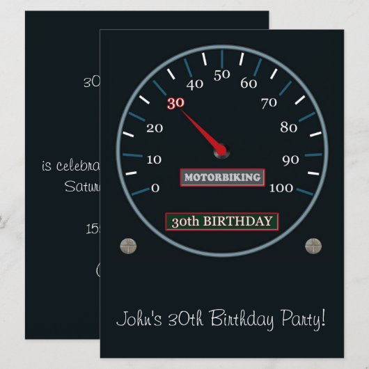 30e uitnodiging van de Birthday Party (Voorkant / Achterkant)