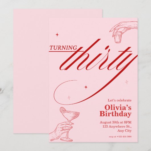 30e uitnodiging van de Birthday Party (Voorkant / Achterkant)