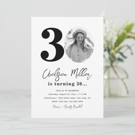 30e uitnodiging van de Birthday Party | 30e verjaa (Staand voorkant)