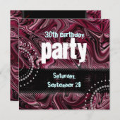 30e uitnodiging van de Birthday Party ~ Red gemarm (Voorkant / Achterkant)