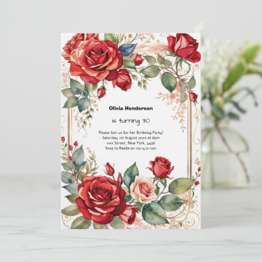 30e uitnodiging van de verjaardag (Staand voorkant)