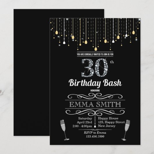 30e uitnodiging van de verjaardag (Voorkant / Achterkant)
