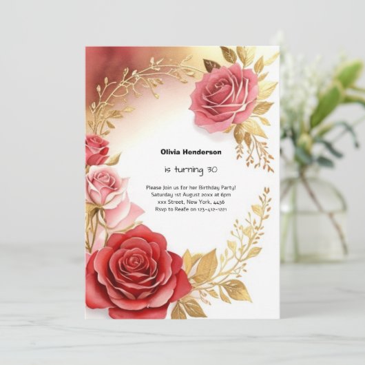30e uitnodiging van de verjaardag (Staand voorkant)