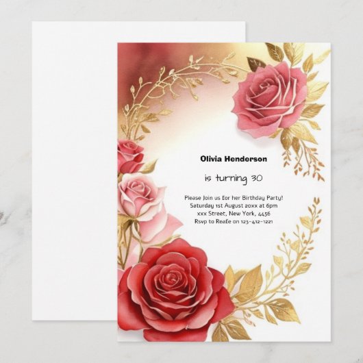 30e uitnodiging van de verjaardag (Voorkant / Achterkant)