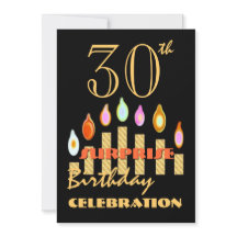 30e URPRISE Birthday Party Gold Candles Invite