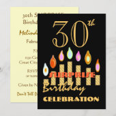 30e URPRISE Birthday Party Gold Candles Invite Kaart (Voorkant / Achterkant)