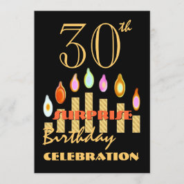 30e URPRISE Birthday Party Gold Candles Invite Kaart