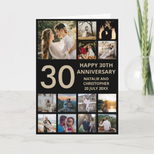 30e verjaardag 13 foto collage zwart en goud kaart
