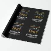 30e verjaardag 1992 Black Gold Add Name Legendary Cadeaupapier (Uitgerold)