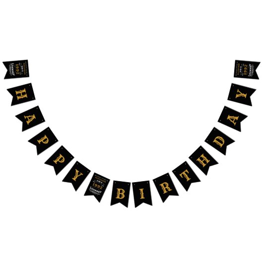 30e verjaardag 1992 Black Gold Add Name Retro Vlaggetjes (Alle)