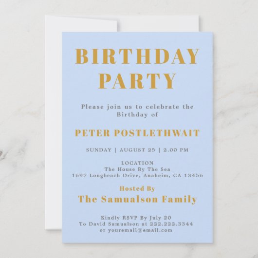 30e verjaardag 1992 Blue Gold Elegant Chic Kaart (Achterkant)