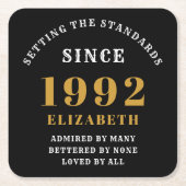 30e verjaardag 1992 Elegant Black Gold Chic Kartonnen Onderzetters (Voorkant)