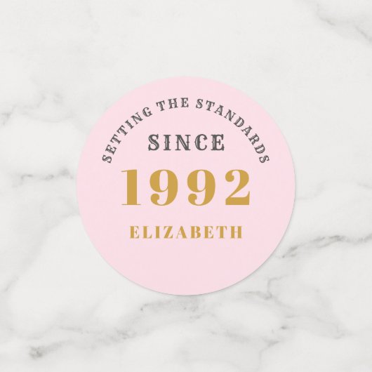 30e verjaardag 1992 Elegant Gold Pink Grey Confetti (Kleine voorkant)