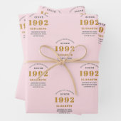 30e verjaardag 1992 Elegant Gold Pink Grey Inpakpapier Vel (In situ)