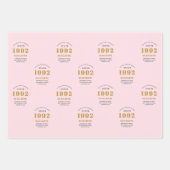 30e verjaardag 1992 Elegant Gold Pink Grey Inpakpapier Vel (Voorkant)