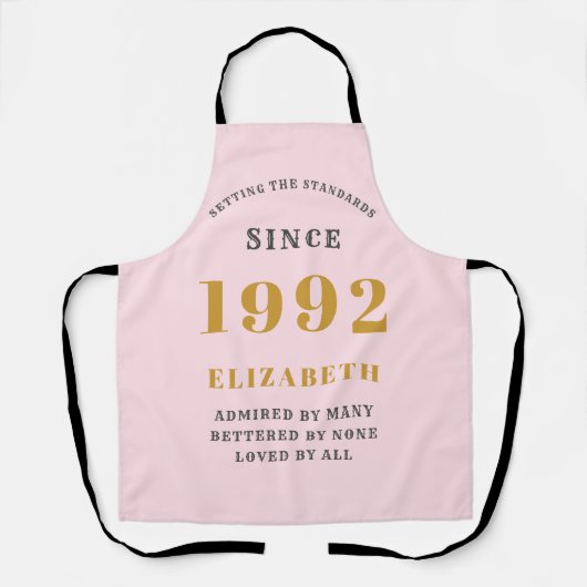 30e verjaardag 1992 Elegant Gold Pink Grey Schort (Voorkant)