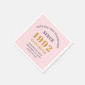 30e verjaardag 1992 Elegant Gold Pink Grey Servet (Hoek)