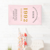 30e verjaardag 1992 Elegant Gold Pink Grey Spandoek (Insitu)