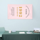 30e verjaardag 1992 Elegant Gold Pink Grey Spandoek (Beurs)
