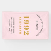 30e verjaardag 1992 Elegant Gold Pink Grey Spandoek (Horizontaal)