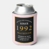 30e verjaardag 1992 Naam Elegant Black Gold Pink Blikjeskoeler (Blikje Voorkant)