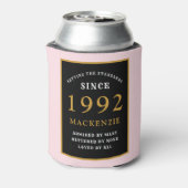 30e verjaardag 1992 Naam Elegant Black Gold Pink Blikjeskoeler (Blikje Achterkant)