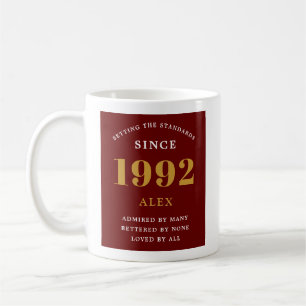 30e verjaardag 1992 Red Gold Elegant Chic Koffiemok