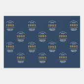 30e verjaardag 1993 Blue Gold Add Name Inpakpapier Vel (Voorkant)
