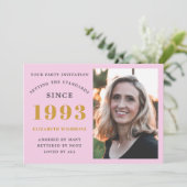 30e verjaardag 1993 Naam Foto Roze grijs Kaart (Staand voorkant)