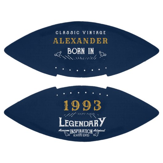 30e verjaardag 1993 Naam Legend Blue Gold toevoege American Football (Panelen)