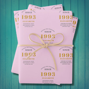 30e verjaardag 1993 Roze grijs bijvoegen Inpakpapier Vel
