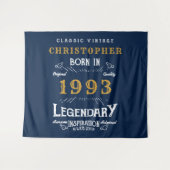30e verjaardag 1993 Voeg de naam Legend Blue Gold  Wandkleed (Voorkant (horizontaal))