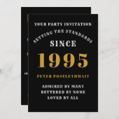 30e verjaardag 1995 Zwart goud gepersonaliseerd vo Kaart (Voorkant / Achterkant)