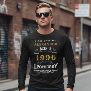 30e Verjaardag 1996 Naam Toevoegen Zwart Goud Lege T-shirt