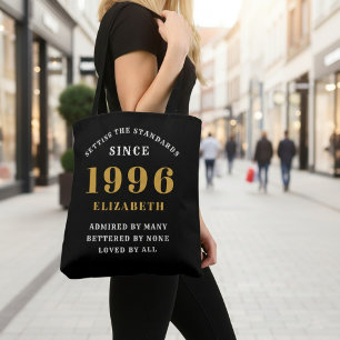 30e Verjaardag 1996 Zwart Goud Voor Haar Persoonli Tote Bag
