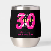 30e verjaardag 30 en Fabulous Hot Pink Black Party (Achterkant)