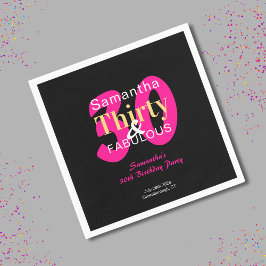 30e verjaardag 30 en Fabulous Hot Pink Black Party Servet