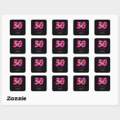 30e verjaardag 30 en Fabulous Roze Zwart Feestje Vierkante Sticker (Vel)