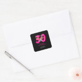 30e verjaardag 30 en Fabulous Roze Zwart Feestje Vierkante Sticker (Envelop)