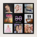 30e verjaardag 30 foto collage zwarte vrouw legpuzzel<br><div class="desc">Een geschenk voor de 30ste verjaardag van een vrouw,  die haar leven viert met een collage van 8 van je foto's. Sjablonen voor een naam,  leeftijd 30 en een datum. Geboortedatum of -datum. Paarse en witte letters. Grafische zwarte achtergrondkleur.</div>