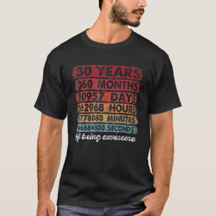 30e verjaardag 30 jaar oud Vintage 360 maanden geb T-shirt