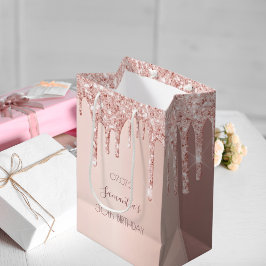 30e verjaardag 30 roos gouden glitterdruppels medium cadeauzakje