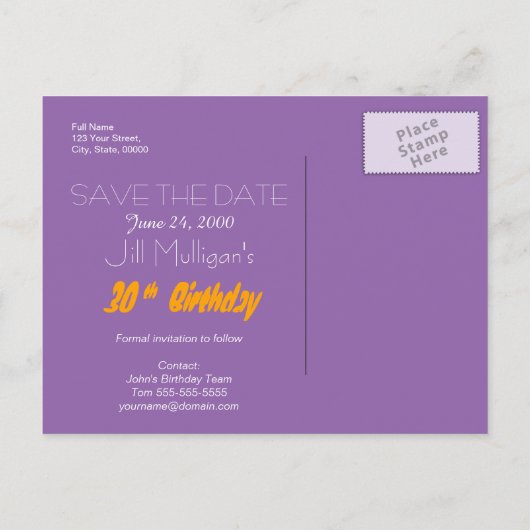 30e verjaardag 60s Let's Party Save the date 3 Aankondigingskaart (Achterkant)