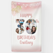 30e Verjaardag 8 Fotocollage Nummers Roos Goud Spandoek (Verticaal)