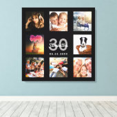30e verjaardag aangepaste foto collage zwart monog canvas afdruk (Insitu (Houten vloer))