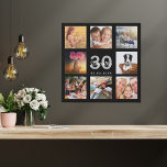 30e verjaardag aangepaste foto collage zwart monog imitatie canvas print<br><div class="desc">Een uniek 30e verjaardagscadeau of aandenken, het vieren van haar leven met een collage van 8 van uw foto's. Voeg afbeeldingen van haar familie, vrienden, huisdieren, hobbies of droomreisbestemming toe. Personaliseer en voeg een naam, leeftijd 30 en een datum toe. Witte en grijs gekleurde letters. Een chique zwarte achtergrond. Dit...</div>