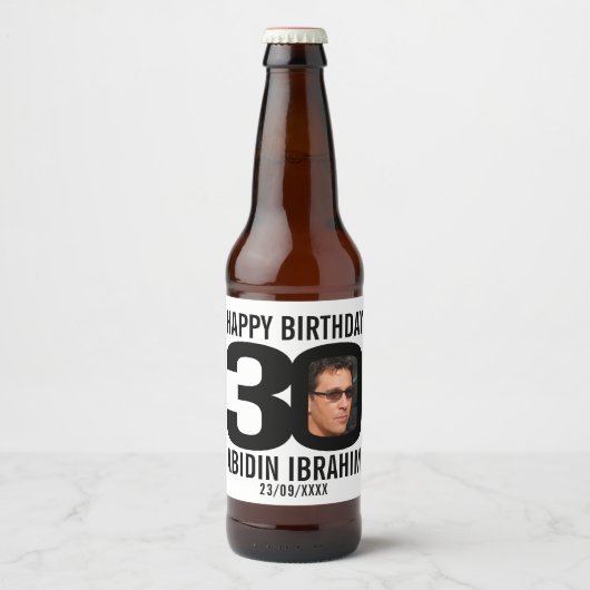 30e verjaardag aangepaste foto naam label bier etiket (Voorkant)