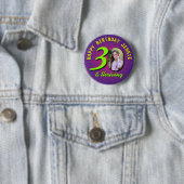 30e verjaardag aangepaste foto retro gepersonalise ronde button 5,7 cm (In situ)