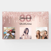 30e verjaardag aangepaste foto roos gouden roze gl spandoek (Horizontaal)